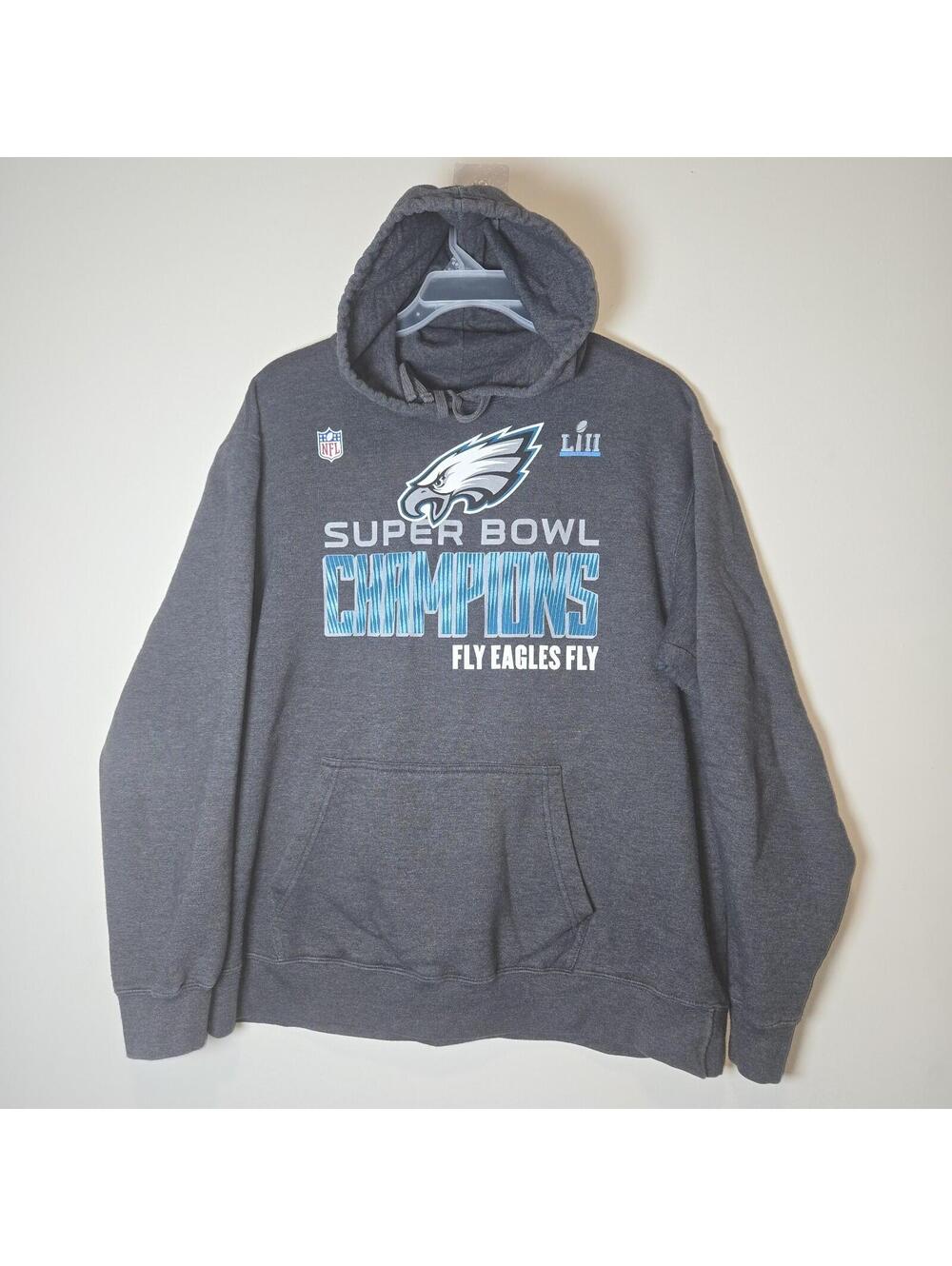 NFL Philadelphia Eagles Super Bowl LII Champions Hoodie Men's XL Gray Pullover